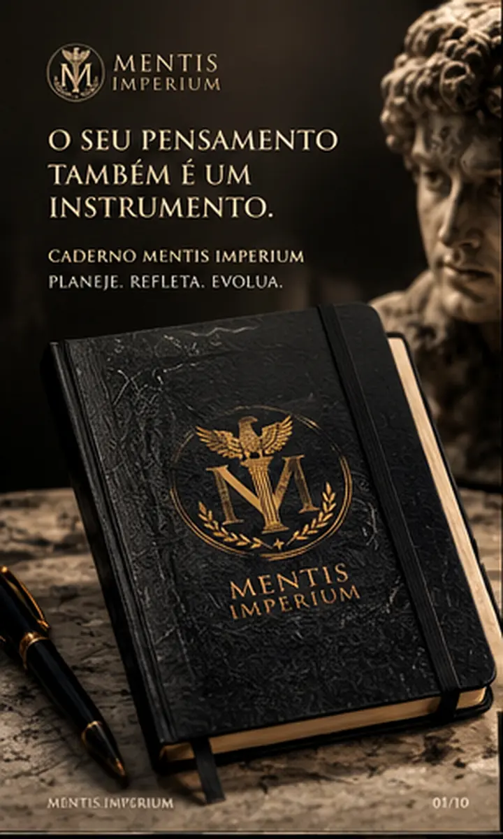 Caderno Mentis em composição escura com escultura clássica